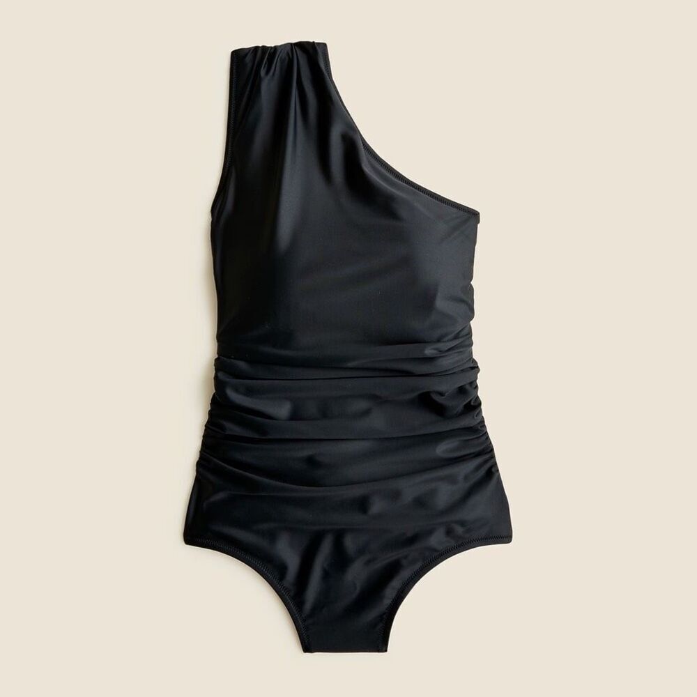 J. Crew womens size 20 Black Ruched One Shoulder One Piece Swimsuit